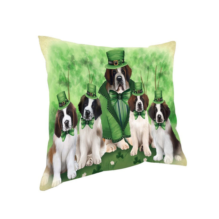 St. Patricks Day Irish Family Portrait Saint Bernards Dog Pillow PIL52856