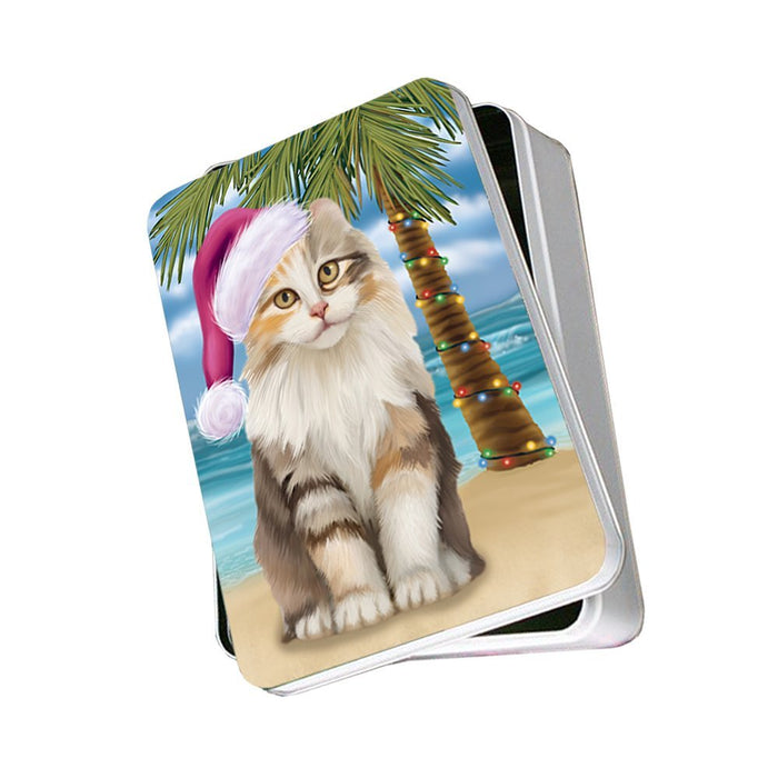 Summertime American Curl Cat on Beach Christmas Photo Storage Tin PTIN0552