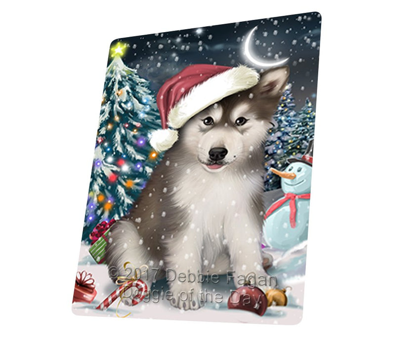 Have A Holly Jolly Christmas Alaskan Malamute Dog In Holiday Background Magnet Mini (3.5" x 2") D057