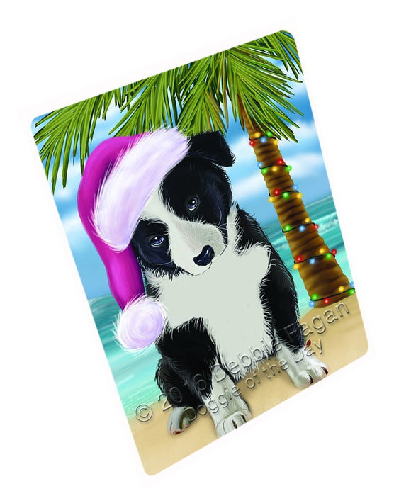 Summertime Happy Holidays Christmas Border Collie Dog on Tropical Island Beach Large Refrigerator / Dishwasher Magnet D333