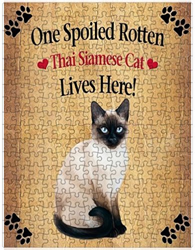 Spoiled Rotten Thai Siamese Cat Puzzle with Photo Tin