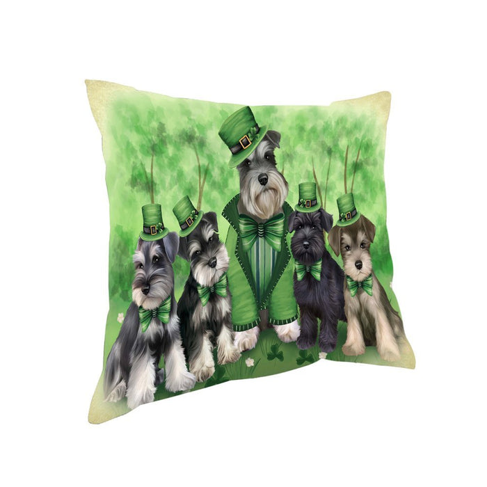 St. Patricks Day Irish Family Portrait Schnauzers Dog Pillow PIL52880