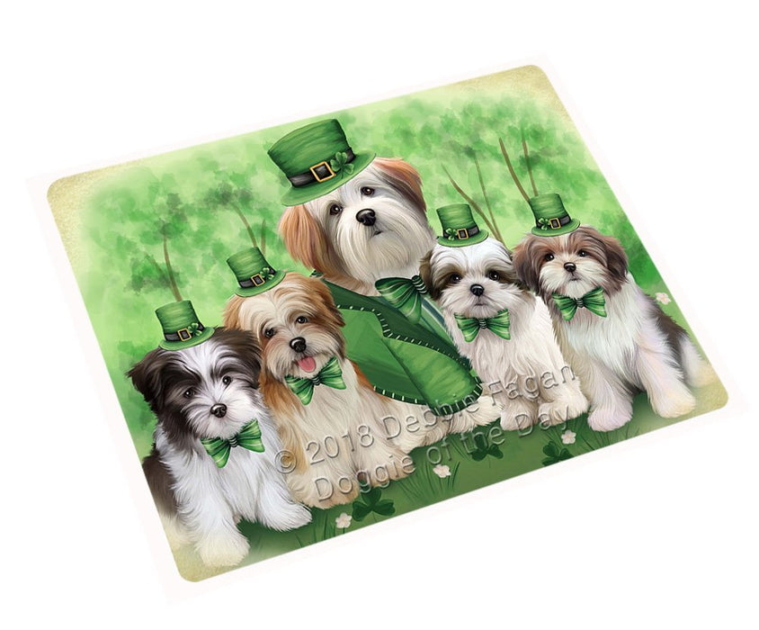St. Patricks Day Irish Portrait Malti Tzus Dog Tempered Cutting Board C51492