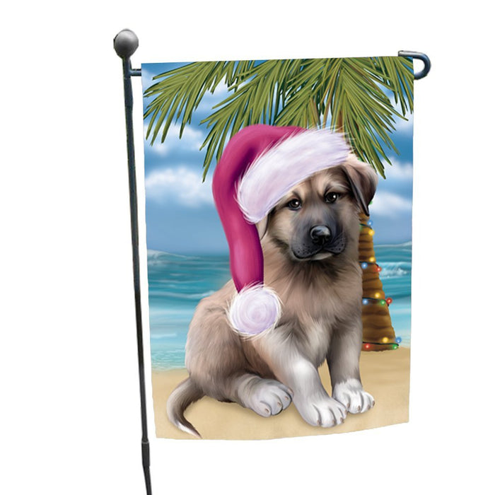 Summertime Happy Holidays Christmas Anatolian Shepherds Dog on Tropical Island Beach Garden Flag