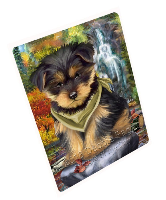 Scenic Waterfall Yorkshire Terrier Dog Tempered Cutting Board C52467