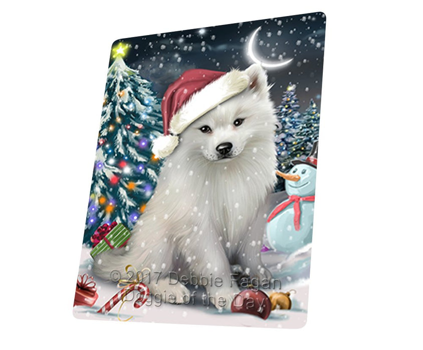 Have A Holly Jolly Christmas American Eskimo Dog In Holiday Background Magnet Mini (3.5" x 2") D175