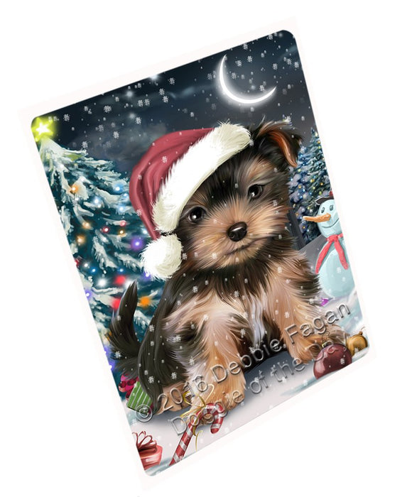 Have A Holly Jolly Christmas Yorkshire Terrier Dog In Holiday Background Magnet Mini (3.5" x 2") D041