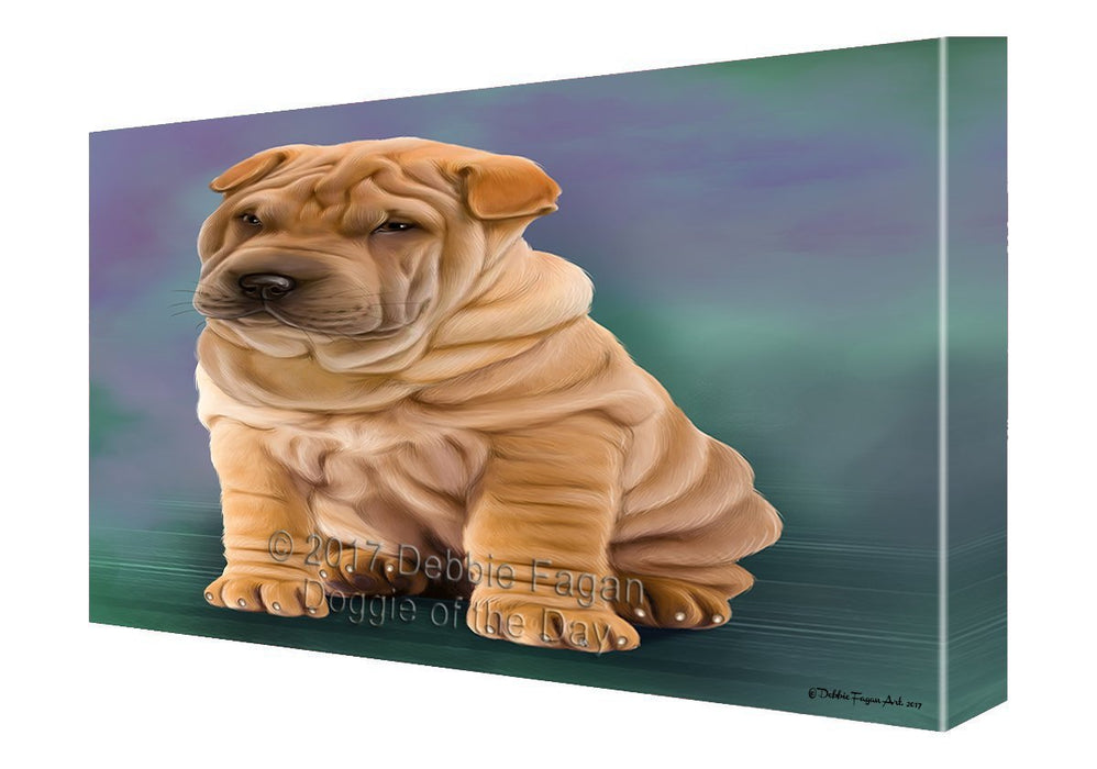 Shar Pei Dog Painting Printed on Canvas Wall Art