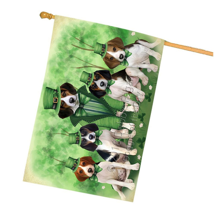 St. Patricks Day Irish Family Portrait Treeing Walker Coonhounds Dog House Flag FLG49260