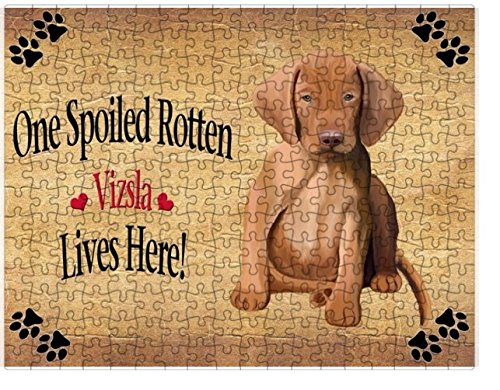 Spoiled Rotten Vizsla Puppy Dog Puzzle with Photo Tin