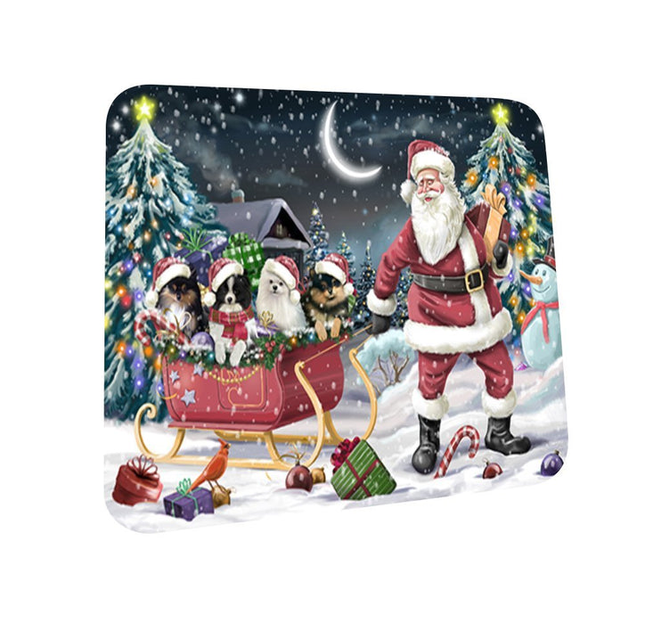 Santa Sled Dogs Pomeranian Christmas Coasters CST354 (Set of 4)