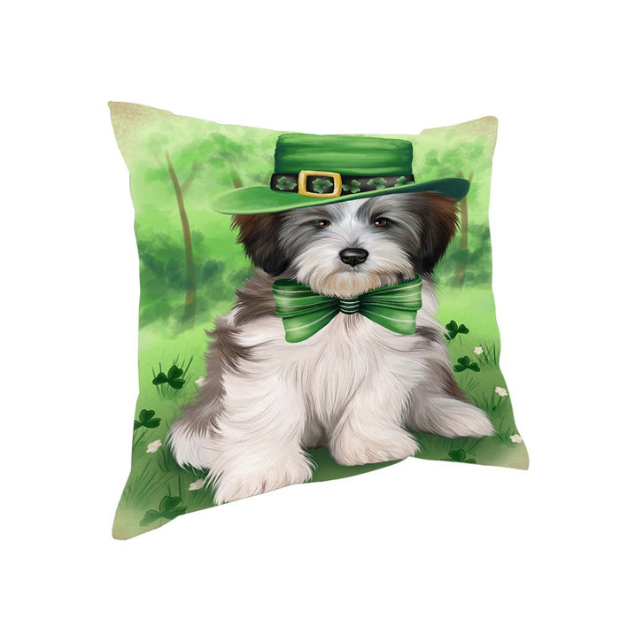 St. Patricks Day Irish Portrait Tibetan Terrier Dog Pillow PIL53024