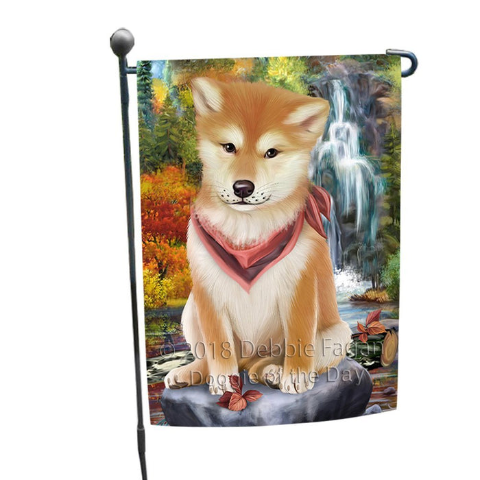 Scenic Waterfall Shiba Inu Dog Garden Flag GFLG49337