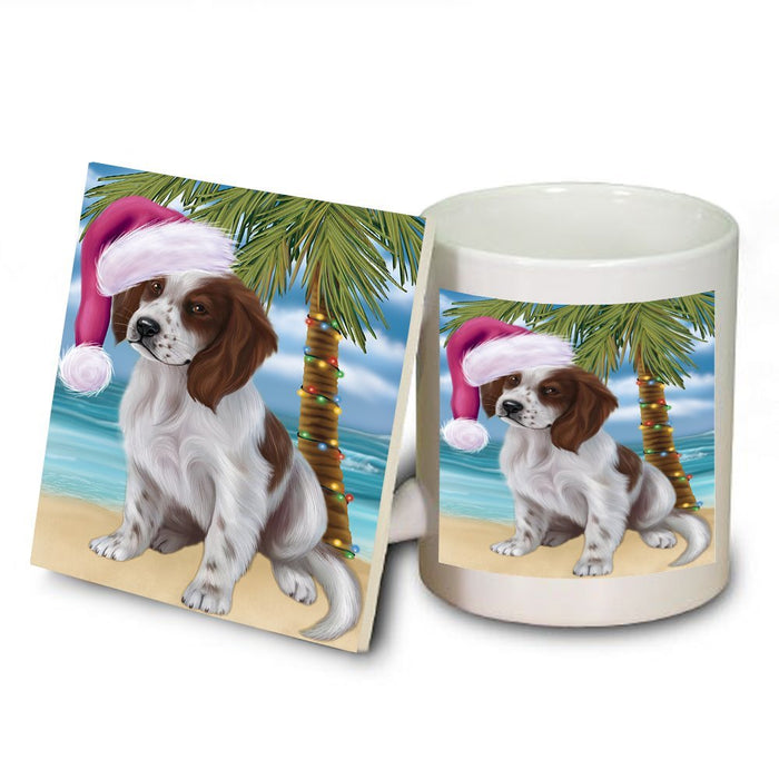Summertime Irish Setter Puppy on Beach Christmas Mug and Coaster Set MUC0716