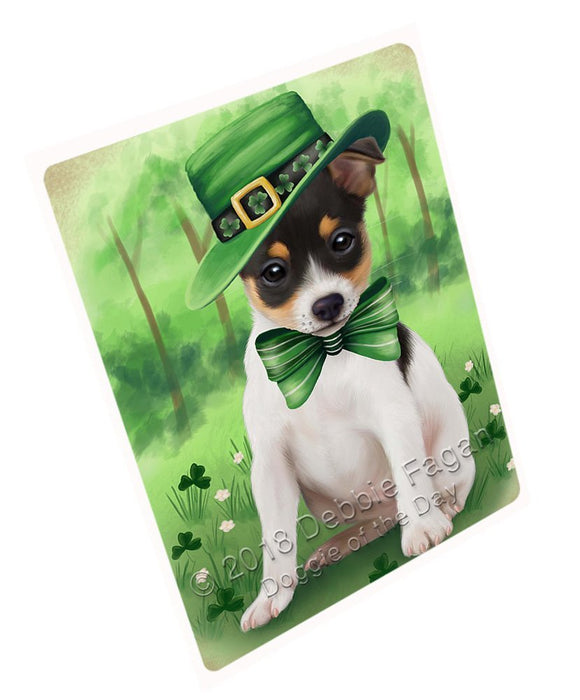 St. Patricks Day Irish Portrait Rat Terrier Dog Tempered Cutting Board C51591