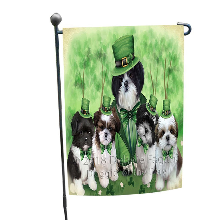 St. Patricks Day Irish Family Portrait Shih Tzus Dog Garden Flag GFLG49188