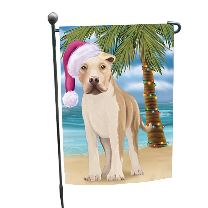 Summertime Christmas Happy Holidays American Staffordshire Dog on Beach Garden Flag FLG301