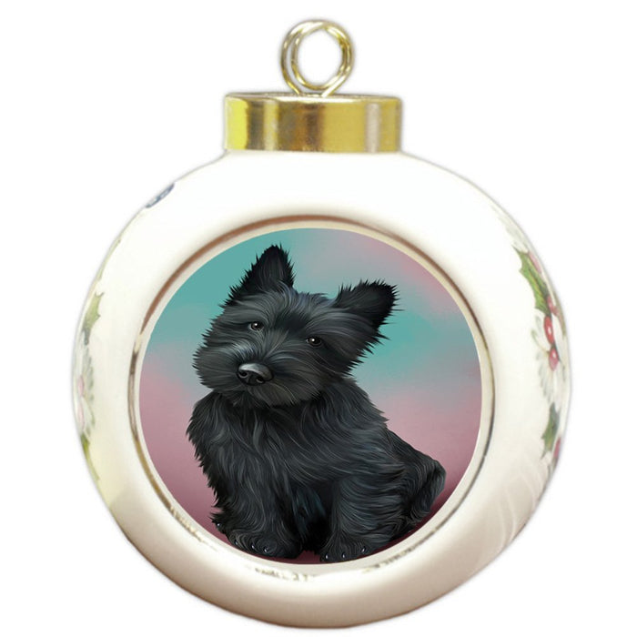 Scottish Terrier Dog Round Ball Christmas Ornament RBPOR48359