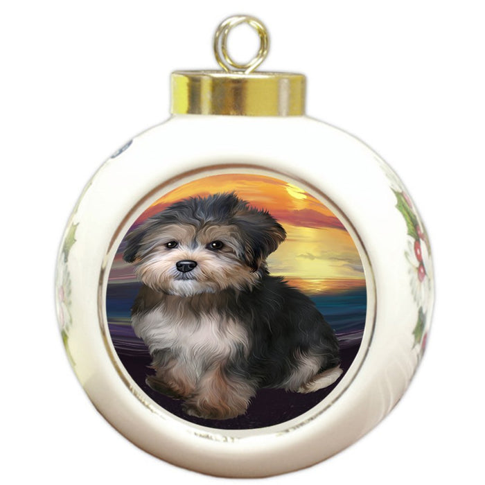 Yorkipoo Dog Round Ball Christmas Ornament RBPOR48545