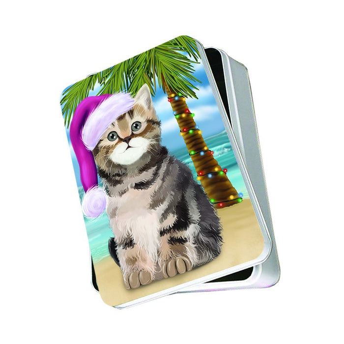 Summertime British Shorthair Cat on Beach Christmas Photo Storage Tin PTIN0770