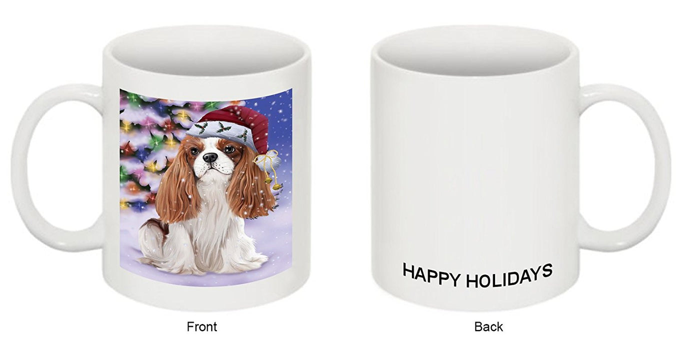Winterland Wonderland Cavalier King Charles Spaniel Dog In Christmas Holiday Scenic Background Mug