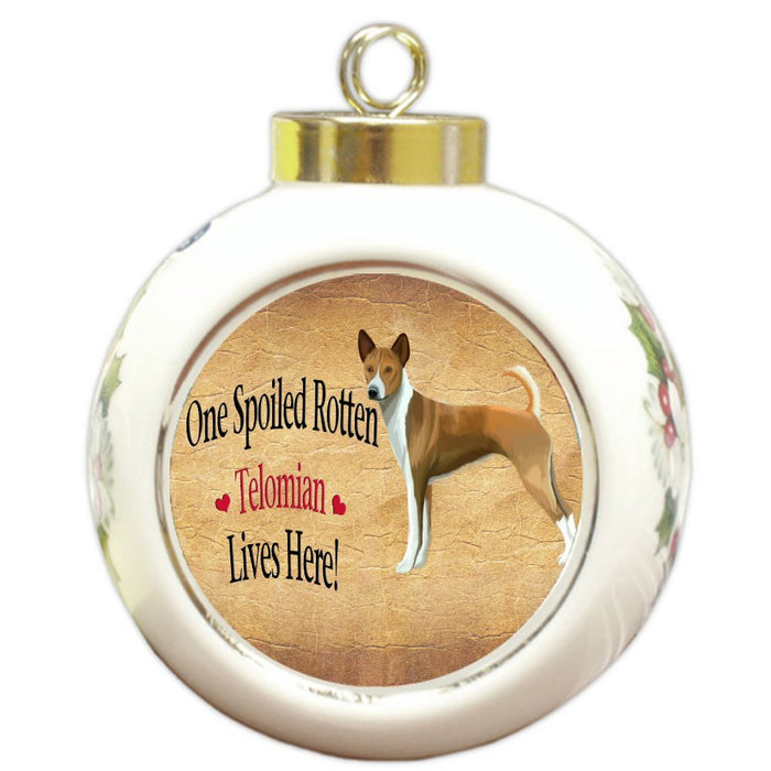 Telomian Spoiled Rotten Dog Round Ball Christmas Ornament