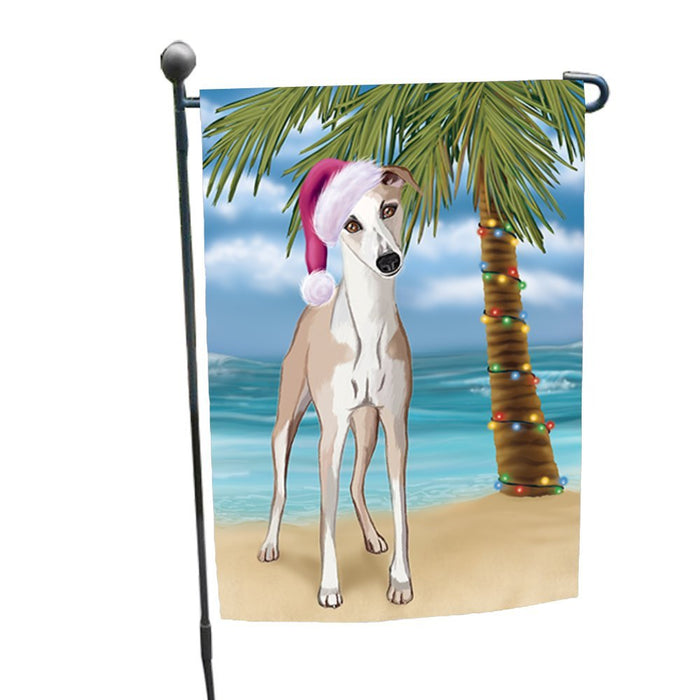 Summertime Christmas Happy Holidays Whippet Dog on Beach Garden Flag FLG342