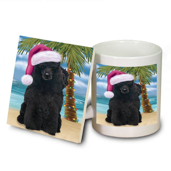 Summertime Poodle Dog on Beach Christmas Mug and Coaster Set MUC0697