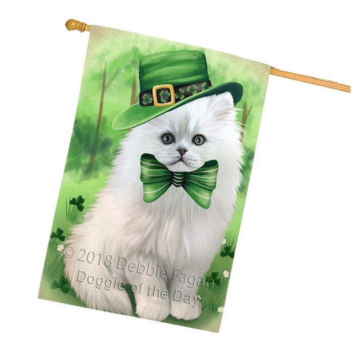 St. Patricks Day Irish Portrait Persian Cat House Flag FLG49181