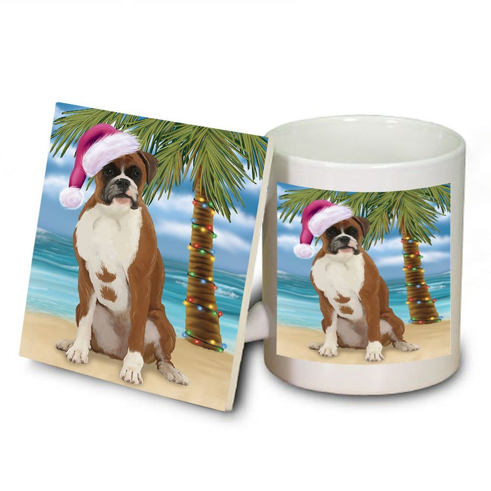Summertime Boxer Dog on Beach Christmas Mug and Coaster Set MUC0561