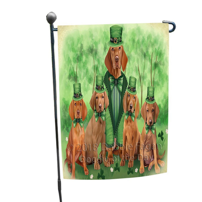 St. Patricks Day Irish Family Portrait Vizslas Dog Garden Flag GFLG49208