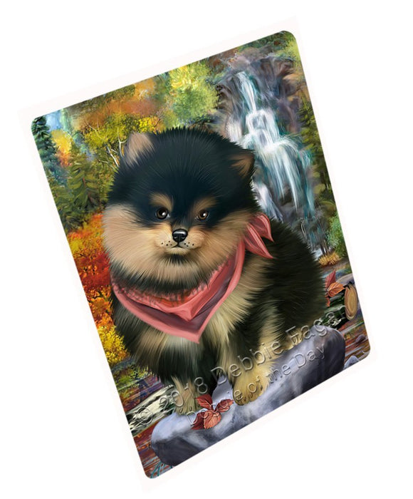 Scenic Waterfall Pomeranian Dog Tempered Cutting Board C52284