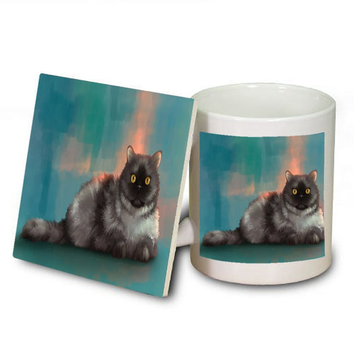 Selkirk Rex Cat Mug and Coaster Set