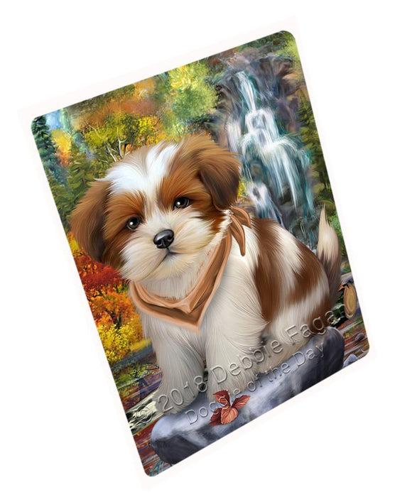 Scenic Waterfall Lhasa Apso Dog Tempered Cutting Board C52209