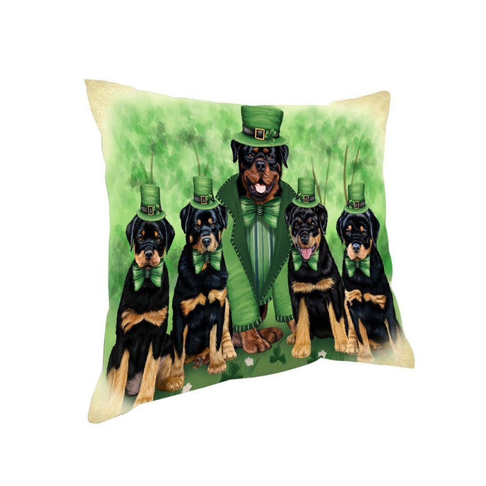 St. Patricks Day Irish Family Portrait Rottweilers Dog Pillow PIL52844