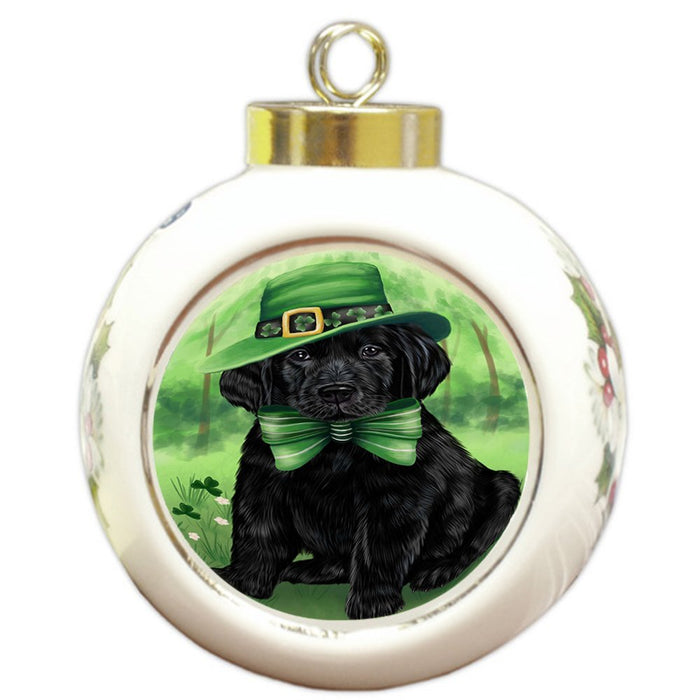 St. Patricks Day Irish Portrait Labrador Retriever Dog Round Ball Christmas Ornament RBPOR48825