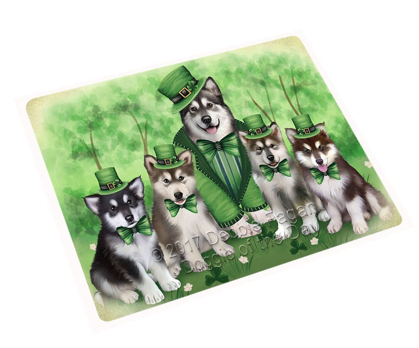 St. Patricks Day Irish Family Portrait Alaskan Malamute Dogs Magnet Mini (3.5" x 2") MAG48387