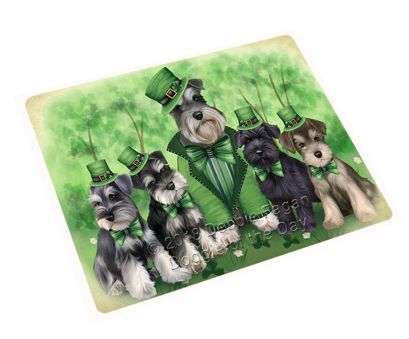 St. Patricks Day Irish Family Portrait Schnauzers Dog Tempered Cutting Board C51636