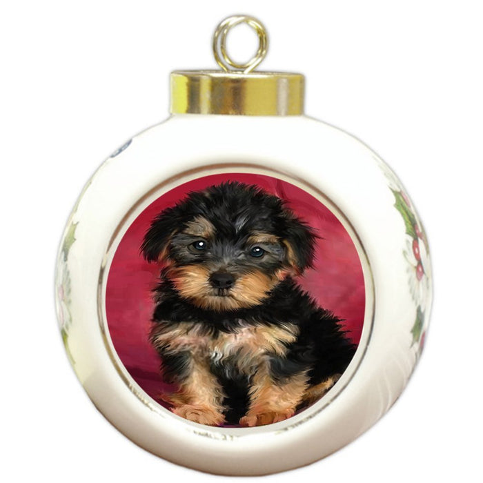 Yorkipoo Dog Round Ball Christmas Ornament RBPOR48442