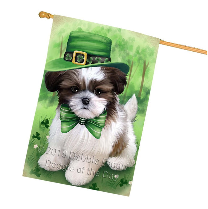 St. Patricks Day Irish Portrait Shih Tzu Dog House Flag FLG49246