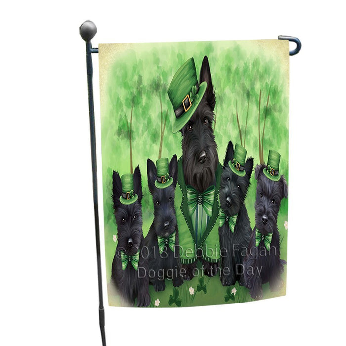 St. Patricks Day Irish Family Portrait Scottish Terriers Dog Garden Flag GFLG49170