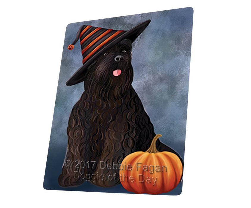 Happy Halloween Black Russian Terrier Dog Wearing Witch Hat With Pumpkin Magnet Mini (3.5" x 2")
