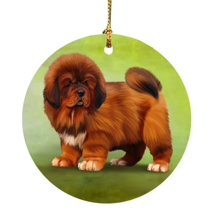 Tibetan Mastiff Dog Round Christmas Ornament