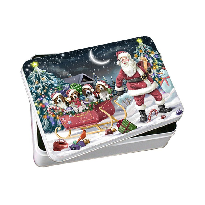 Santa Sled Dogs Beagle Christmas Photo Storage Tin PTIN0487
