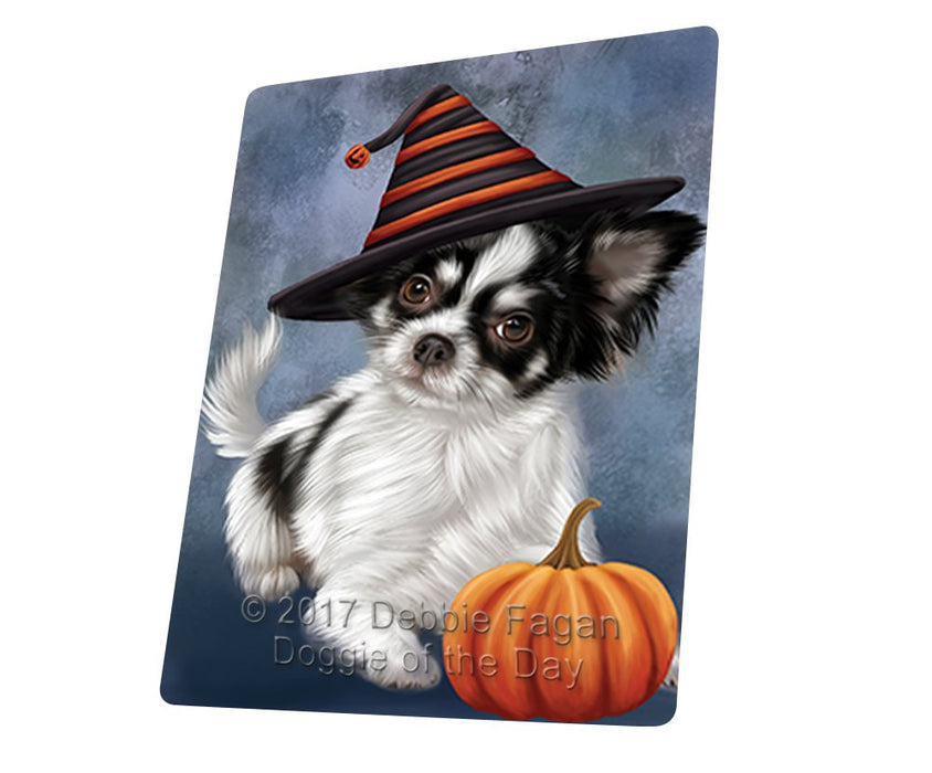 Happy Halloween Chihuahua Dog Wearing Witch Hat With Pumpkin Magnet Mini (3.5" x 2")
