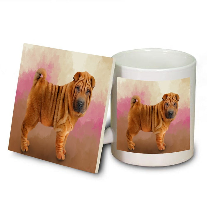 Shar Pei Dog Mug and Coaster Set