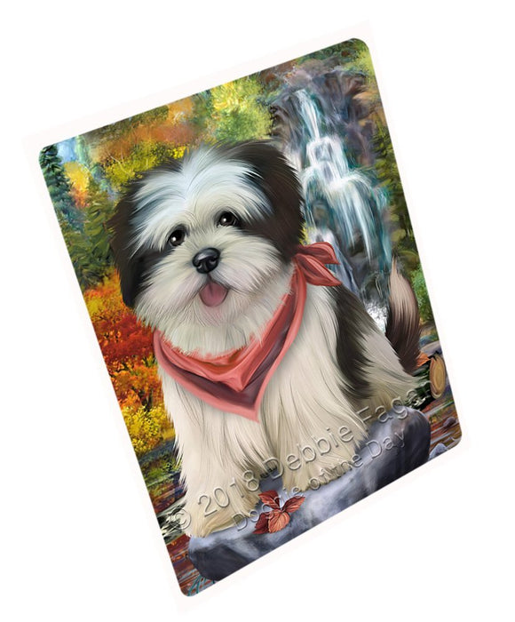 Scenic Waterfall Lhasa Apso Dog Tempered Cutting Board C52212