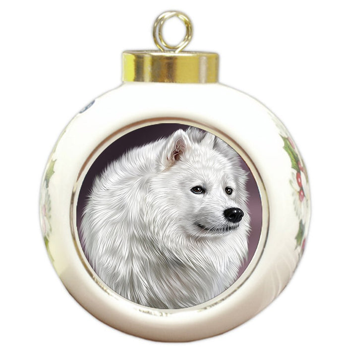 Samoyed Dog Round Ball Christmas Ornament