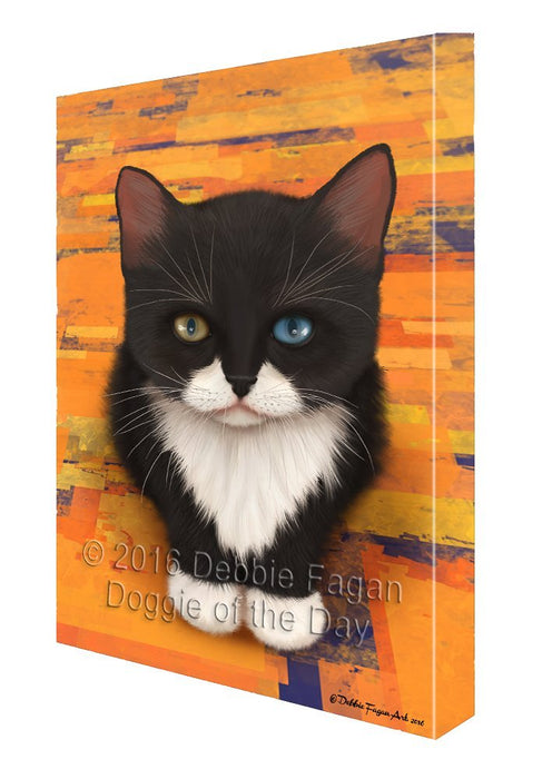 Tuxedo Cat Painting Printed on Canvas Wall Art