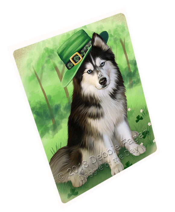 St. Patricks Day Irish Portrait Siberian Husky Dog Tempered Cutting Board C51717